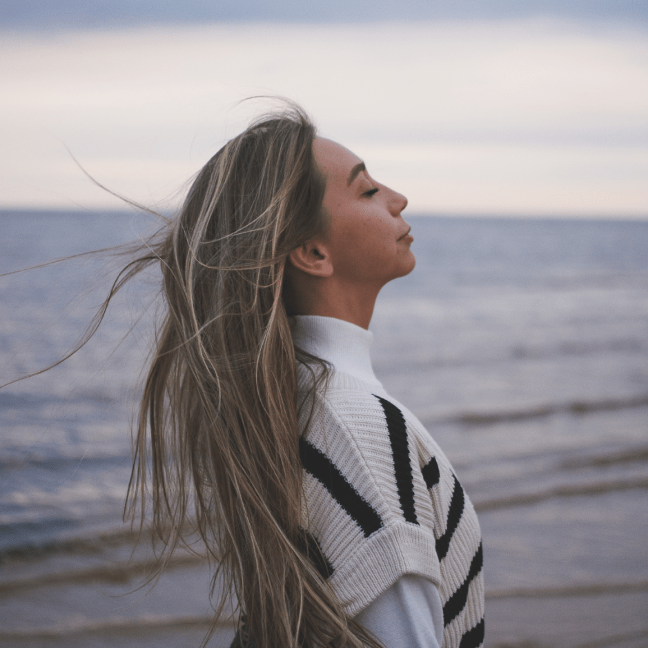 A Woman takes a Moment To Be